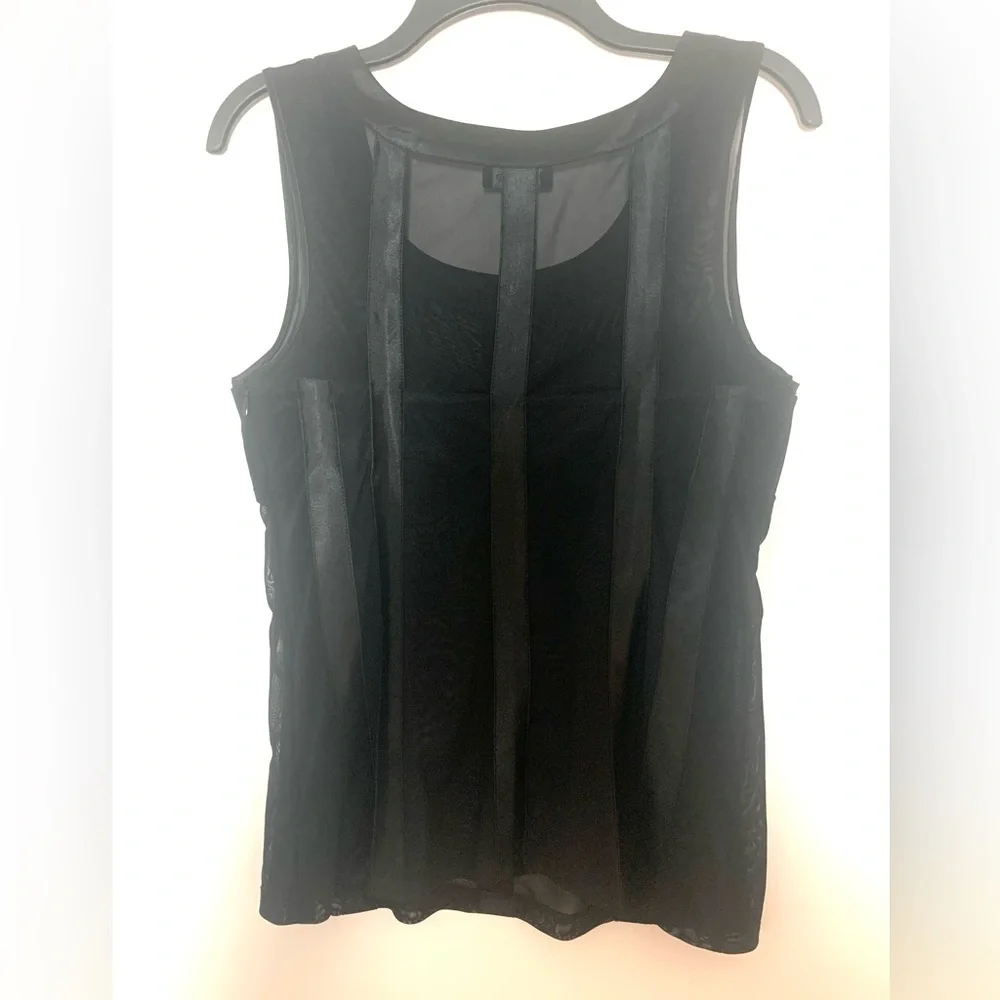 Bebe Mesh Satin Corset Top Black Medium - Picture 6 of 16
